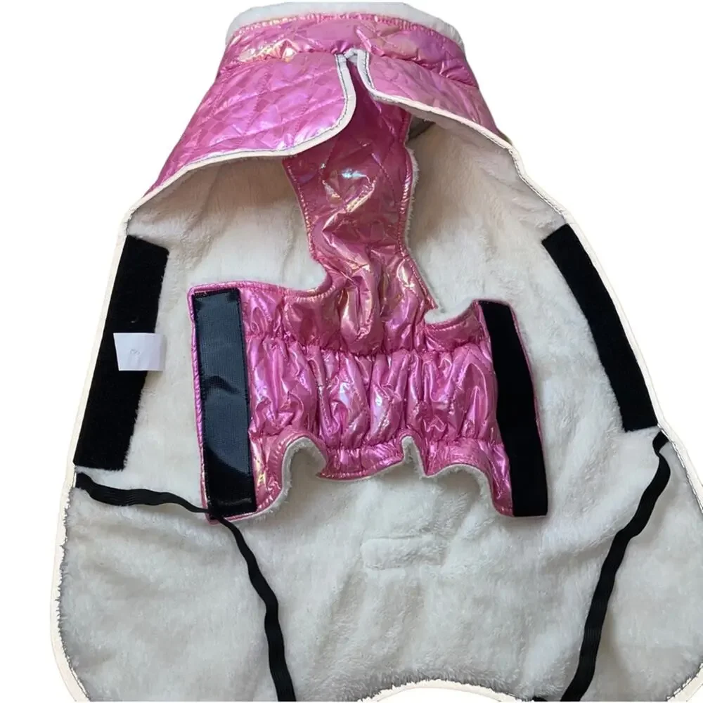 NWOT Petglad Iridescent Pink Quilted Dog Coat‎ Jacket Large Warm Winter Pet Vest